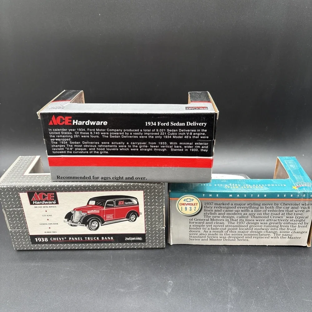 Lot of 3 Ertl & Spec Cast ACE Hardware Chevy Coin Banks 1938 + 1937 NIB